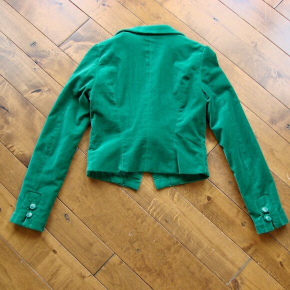 Velvet Green Jacket Blazer Vero Moda Single Breast Whimsigoth Size 34 XS Small - Picture 12 of 16